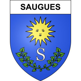 Pegatinas escudo de armas de Saugues adhesivo de la etiqueta engomada