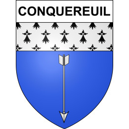 Pegatinas escudo de armas de Conquereuil adhesivo de la etiqueta engomada