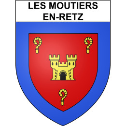 Pegatinas escudo de armas de Les Moutiers-en-Retz adhesivo de la etiqueta engomada
