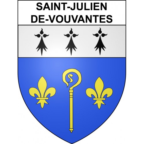 Pegatinas escudo de armas de Saint-Julien-de-Vouvantes adhesivo de la etiqueta engomada