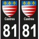 81 Castres blason fond noir autocollant plaque immatriculation auto ville sticker