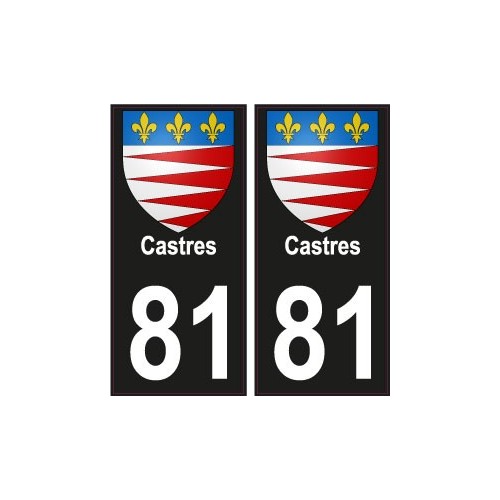 81 Castres blason fond noir autocollant plaque immatriculation auto ville sticker