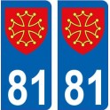 81 Occitan blason autocollant plaque immatriculation auto ville sticker