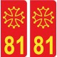 81 Occitan croix Fond rouge autocollant plaque immatriculation auto ville sticker