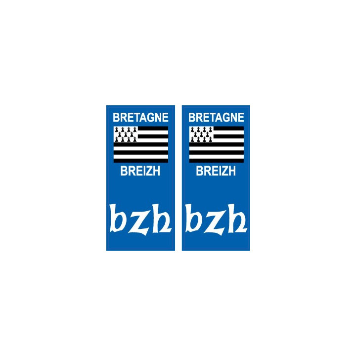 BZH Bretagne flag sticker autocollant plaque immatriculation auto