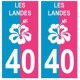 40 Landes hibiscus bicolore bleu rose autocollant plaque