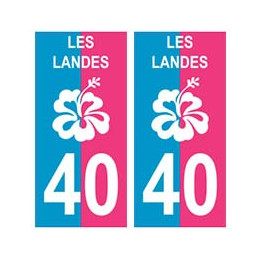 40 Landes hibiscus bicolore bleu rose autocollant plaque