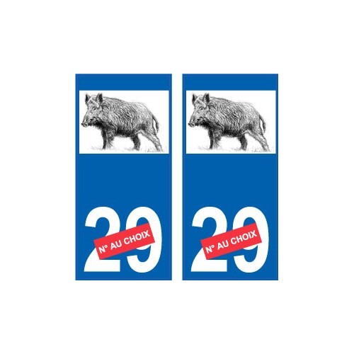 Sanglier numero au choix logo 33 V2 ville sticker autocollant plaque immatriculation auto