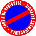 SORTIE DE VEHICULES STATIONNEMENT INTERDIT autocollant logo 32 adhésif sticker