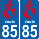 85 Vendes logo 9755 autocollant plaque immatriculation auto ville sticker