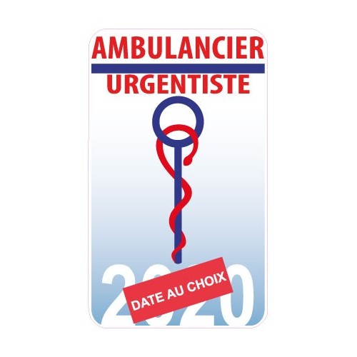 Caducée Urgentiste Ambulancier date au choix sticker autocollant logo 2