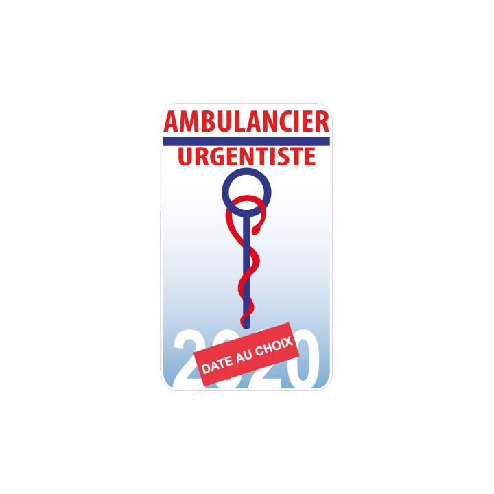 Caducée Urgentiste Ambulancier date au choix sticker autocollant logo 2
