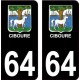 64 Pau sticker plate registration city