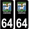 64 Ciboure Blason 2 fond noir autocollant plaque immatriculation auto sticker