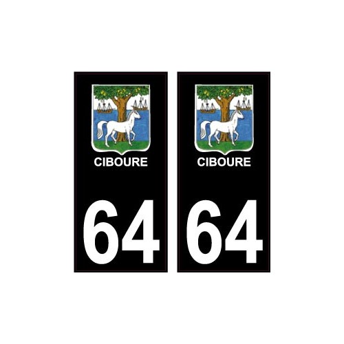 64 Ciboure Blason 2 fond noir autocollant plaque immatriculation auto sticker