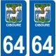 64 Pau sticker plate registration city