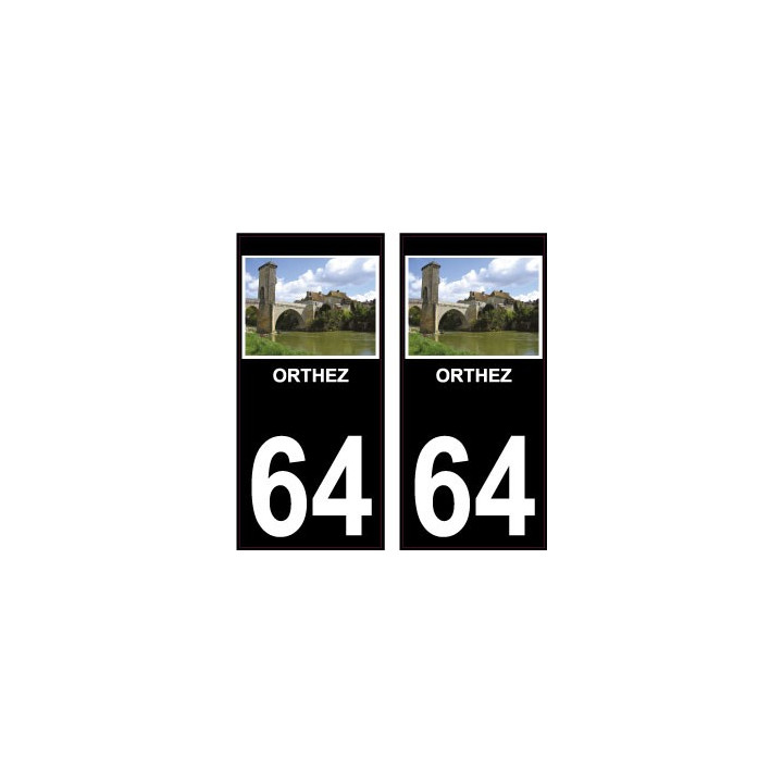 64 Orthez Pont Vieux fond noir sticker autocollant plaque immatriculation auto