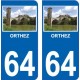 64 Orthez Pont Vieux sticker autocollant plaque immatriculation auto
