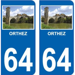 64 Orthez Pont Vieux sticker autocollant plaque immatriculation auto