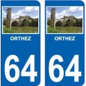 64 Orthez Pont Vieux sticker autocollant plaque immatriculation auto