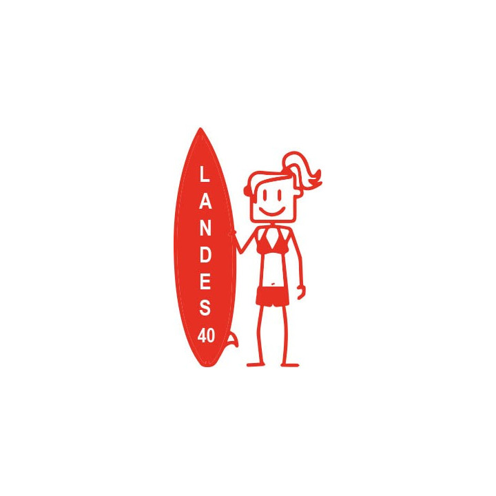 Surfeur landes femme autocollant sticker adhesif