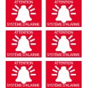 attention sistème alarme set 6 autocollant adhésif sticker logo 61