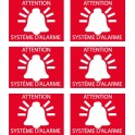 attention sistème alarme set 6 autocollant adhésif sticker logo 61