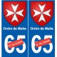 Ordre de Malte sticker numéro au choix autocollant plaque auto