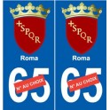  Roma province Italie sticker numéro au choix autocollant plaque auto