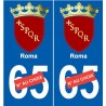  Roma province Italie sticker numéro au choix autocollant plaque auto