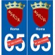  Roma province Italie sticker numéro au choix autocollant plaque auto