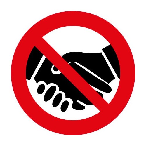 Interdit de se serrer la mains autocollant adhésif sticker logo 12