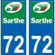 72 Sarthe logo autocollant plaque immatriculation auto sticker