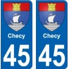 45 Chécy blason autocollant plaque immatriculation auto sticker