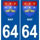 Nay 64 ville sticker autocollant plaque auto