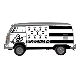 Bus avec drapeau de la Bretagne et triskele autocollant adhésif sticker logo 93