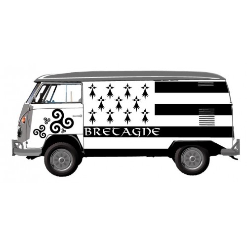 Bus avec drapeau de la Bretagne et triskele autocollant adhésif sticker logo 93