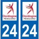 24 Dordogne Périgord logo autocollant plaque immatriculation auto sticker