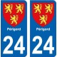 24 Dordogne Périgord autocollant plaque immatriculation auto sticker