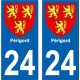 24 Dordogne Périgord autocollant plaque immatriculation auto sticker