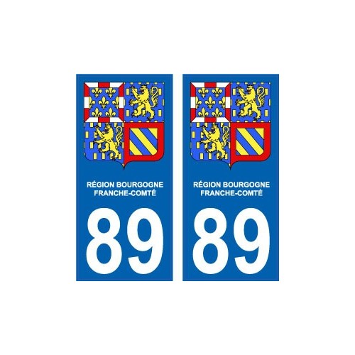 89 Bourgogne Franche Comté blason autocollant plaque immatriculation auto sticker