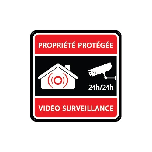 Autocollant carré propriété sous vidéo surveillance alarme logo n°8 sticker