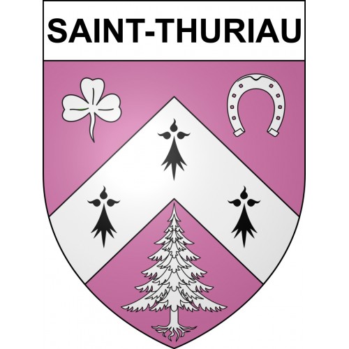Pegatinas escudo de armas de Saint-Thuriau adhesivo de la etiqueta engomada
