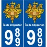 989 Clipperton île sticker autocollant plaque