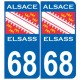 Alsace Elsass drapeau Actuel 68 Plaque sticker arrondi autocollant plaque immatriculation auto logo95412