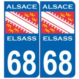 Alsace Elsass drapeau Actuel 68 Plaque sticker arrondi autocollant plaque immatriculation auto logo95412