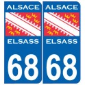 Alsace Elsass drapeau Actuel 68 Plaque sticker arrondi autocollant plaque immatriculation auto logo95412