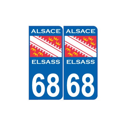 Alsace Elsass drapeau Actuel 68 Plaque sticker arrondi autocollant plaque immatriculation auto logo95412