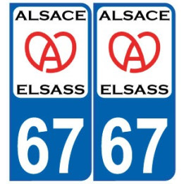 Alsace Elsass coeur 67 Plaque sticker arrondi autocollant plaque immatriculation auto logo368452
