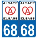 Alsace Elsass coeur 68 Plaque sticker arrondi autocollant plaque immatriculation auto logo635816
